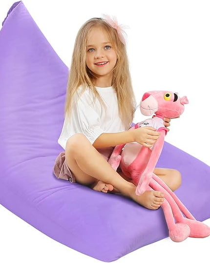 Aubliss Stuffed Animal Storage Bean Bag Chairs Cover, 50"x 35" Extra Large Velvet Bean Bags Chair for Kids & Adults, Ultra Soft Zipper Beanbag Toy Storage for Boys Girls -Purple - LeafyLoom