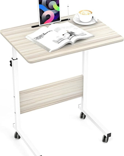 SogesGame End Table Height Adjustable Laptop Table, Portable Desk Cart Tray Mobile Side Table Sofa Table, Snack Table Industrial C Table for Coffee Snack Sofa,Maple,05#3-60MP-S8-US - LeafyLoom