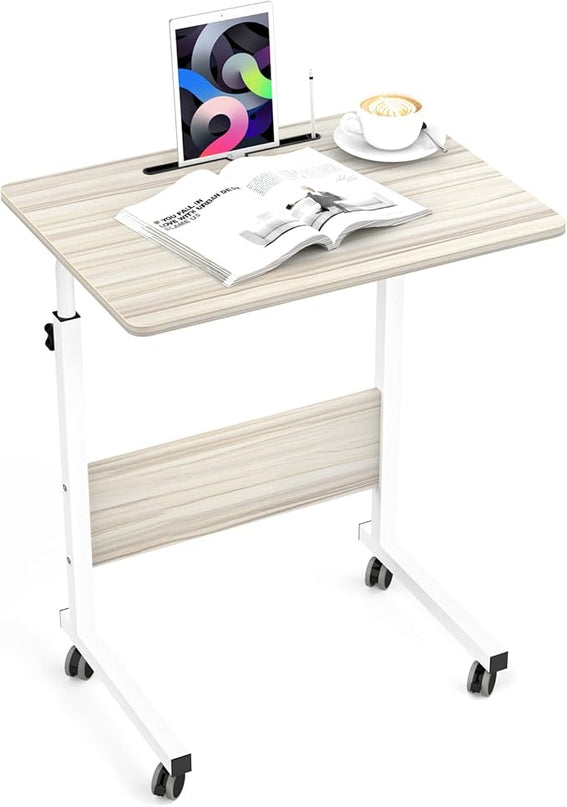 SogesGame End Table Height Adjustable Laptop Table, Portable Desk Cart Tray Mobile Side Table Sofa Table, Snack Table Industrial C Table for Coffee Snack Sofa,Maple,05#3-60MP-S8-US - LeafyLoom