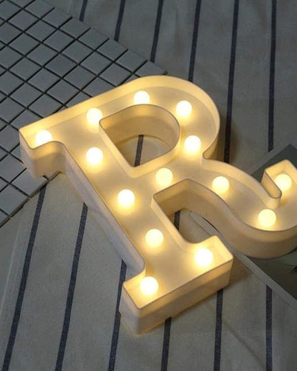 LED Marquee Letter Lights Sign R 26 Alphabet Light Up Letters Sign for Night Light Wedding Birthday Party Battery Powered Christmas Lamp Home Bar Decoration (R) - LeafyLoom