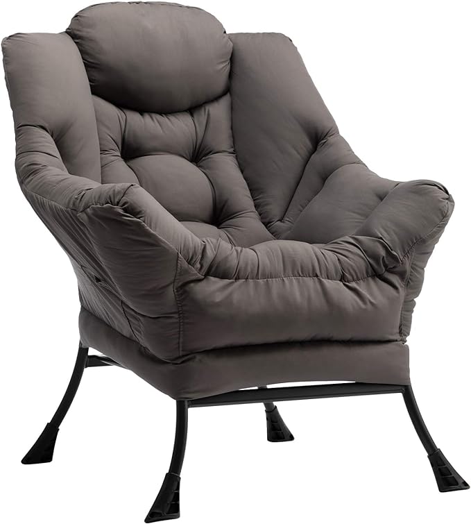HollyHOME Modern Fabric Extra-Large Lazy Chair, Accent Oversized Comfy Reading Chair, Thick Padded Cozy Lounge Chair with Armrest, Leisure Sofa Chair for Living Room, Bedroom, Dorm, Dark Grey - LeafyLoom