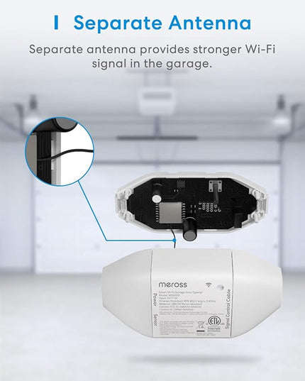 Smart WiFi Garage Door Opener Remote, App Control, Works with Alexa, Google Assistant and SmartThings, No Hub Needed meross