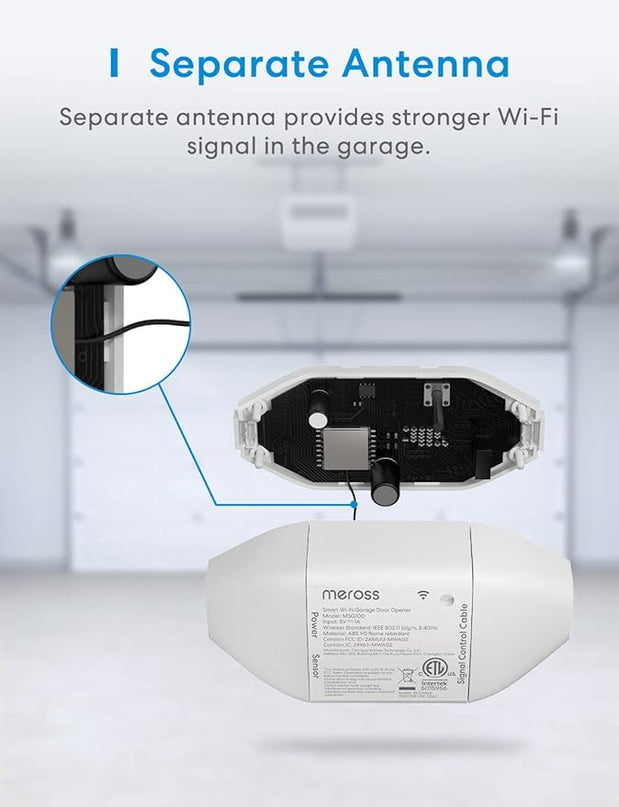 Smart WiFi Garage Door Opener Remote, App Control, Works with Alexa, Google Assistant and SmartThings, No Hub Needed meross