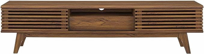 Modway Render 70" Mid-Century Modern Low Profile Entertainment TV Stand, 70 Inch, Walnut Walnut - LeafyLoom
