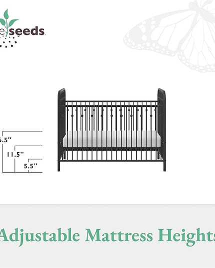 Little Seeds Monarch Hill Ivy Metal Baby Crib, Black - LeafyLoom