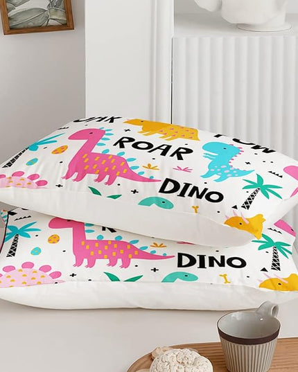 Axolotl Girls Bedding Cartoon Dinosaur Comforter Set Twin Size,Cute Dinosaur Bedding Set for Girls Teens Kids Boys Adults Room Decor,Kids Comforter Set All Season,1 Quilt 2 Pillow Cases,White - LeafyLoom