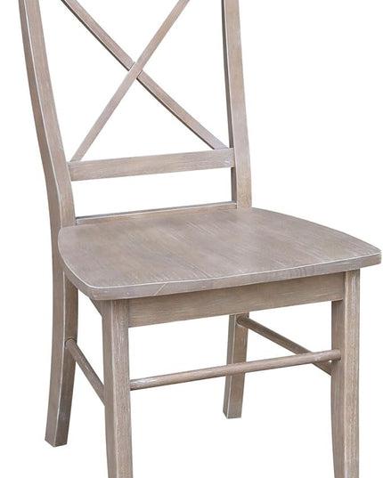 International Concepts Set of Two X-Back Solid Wood Seats Dining Chairs, Washed Gray Taupe - LeafyLoom