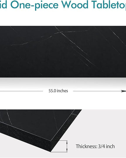Kaboon Universal Tabletop 55"x20", Solid One-Piece Melamine Table Top, Double Desk L-Desk DIY, Home and Office,Cloud Atlas/Black Marble - LeafyLoom