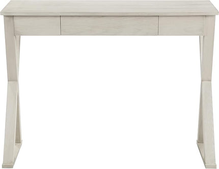 OSP Home Furnishings Marna Modern Writing Home Office Desk with Drawer, Weathered White Finish - LeafyLoom