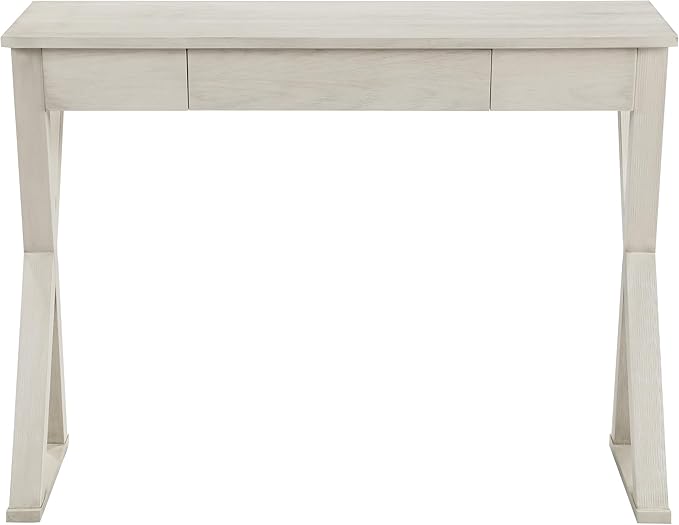 OSP Home Furnishings Marna Modern Writing Home Office Desk with Drawer, Weathered White Finish - LeafyLoom