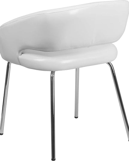 Flash Furniture Fusion Series LeatherSoft Upholstered Side Reception Chair, Retro Padded Lounge Chair for Living Room or Office, White - LeafyLoom