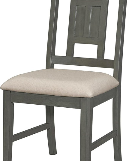6-Piece Wooden Minimalist Dining Table Set with 4 Upholstered Chairs & 1 Bench with a Shelf for Kitchen Room Furniture, Dark Gray, 60" L x 43" W x 30" H - LeafyLoom