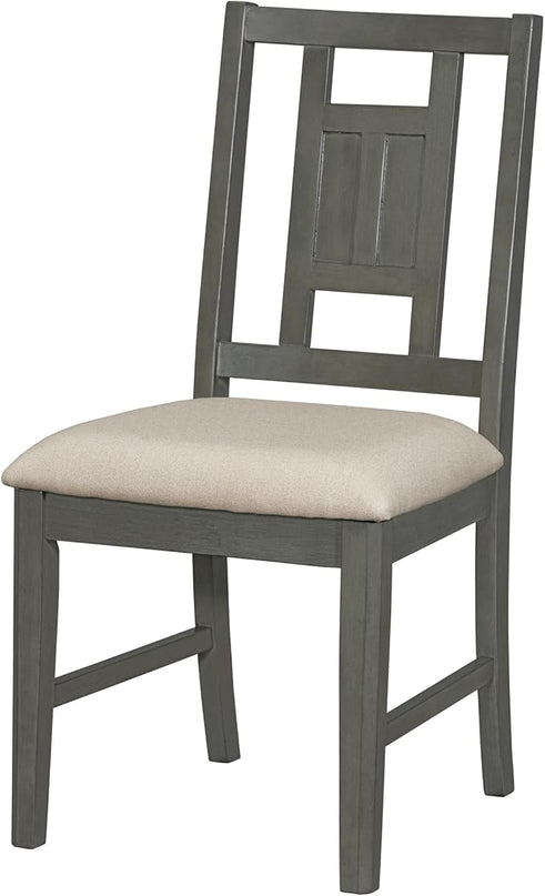 6-Piece Wooden Minimalist Dining Table Set with 4 Upholstered Chairs & 1 Bench with a Shelf for Kitchen Room Furniture, Dark Gray, 60" L x 43" W x 30" H - LeafyLoom
