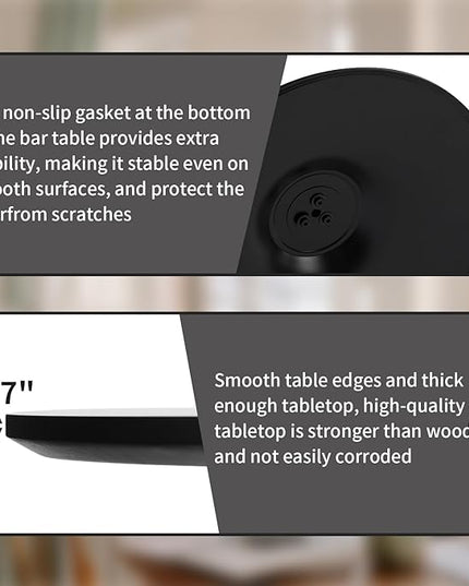 Black Round Dining Table, 31.5" Tulip Table Round Kitchen Dining Table, with 0.7" MDF Table Top and Metal Pedestal Base, Mid-Century Table Leisure for Cafe, Home, Dining Room, Kitchen - LeafyLoom
