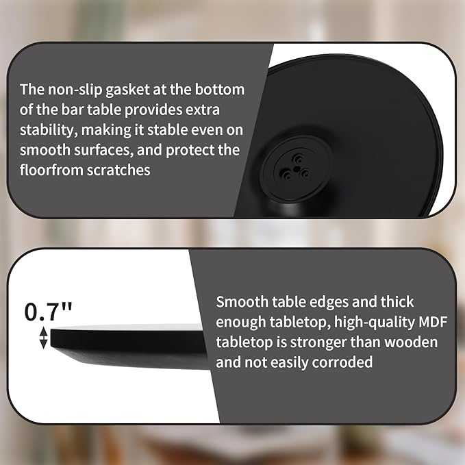 Black Round Dining Table, 31.5" Tulip Table Round Kitchen Dining Table, with 0.7" MDF Table Top and Metal Pedestal Base, Mid-Century Table Leisure for Cafe, Home, Dining Room, Kitchen - LeafyLoom