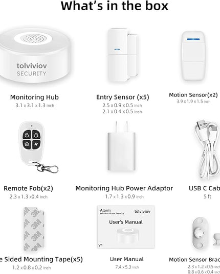 tolviviov Home Security System Wireless, DIY Door Alarm Security System, App Alerts, 10-Piece Kit, No Monthly fee, WiFi Alarm, Door Window Motion Sensor, for Safety, Home Security, Kids Safety tolviviovDirect