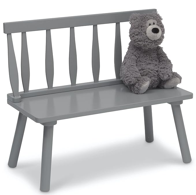 Delta Children Windsor Bench, Grey - LeafyLoom