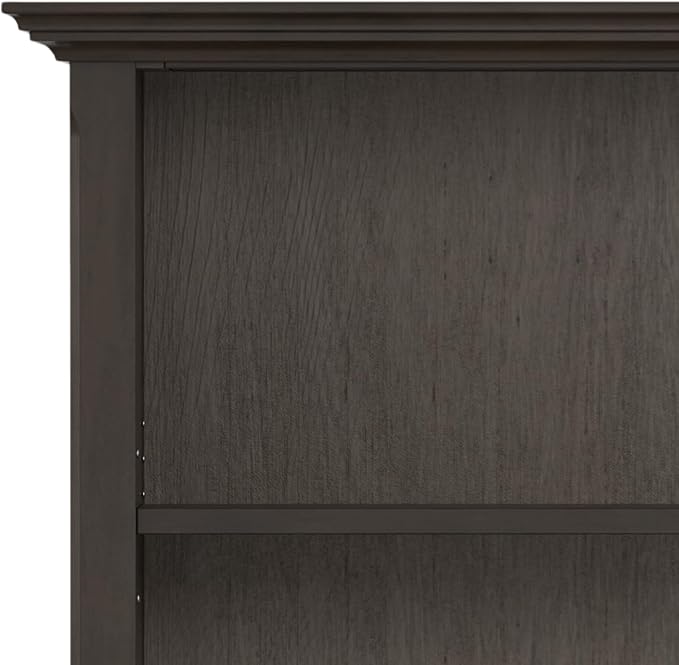 SIMPLIHOME Amherst SOLID WOOD Transitional 5 Shelf Bookcase for The Living, Study Room and Office, 36 inch, Hickory Brown - LeafyLoom