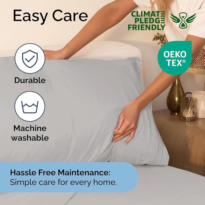 Twin XL Size 3 Piece Sheet Set - Comfy Breathable & Cooling Sheets - Hotel Luxury Bed Sheets for Women & Men - Deep Pockets, Easy-Fit, Soft & Wrinkle Free Sheets - French Grey Oeko-Tex Bed Sheet Set - LeafyLoom