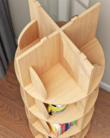 Gdrasuya10 3 Tier Rotating Bookshelf with Legs, Revolving Bookcase Standing Small Bookshelf Storage Wood Bookcase 360 Display Book Shelf Easy Assemble for Bedroom Study Room - LeafyLoom