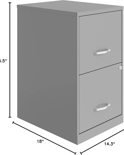 Lorell LYS SOHO 18" 2-Drawer File Cabinet, Silver - LeafyLoom