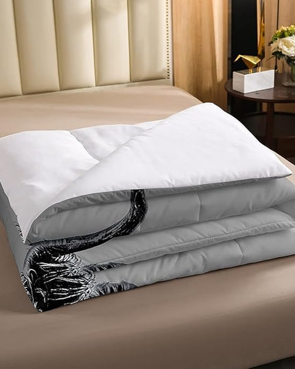 Highland Cow Bedding Set King Size Grey Bull Cattle Comforter Set Funny Farmhouse Wildlife Animal Duvet Set for Kids Boys Girls Teens Western Cowboy Style Down Comforter Adult Bedroom Decor - LeafyLoom