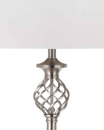 SAFAVIEH Lighting Collection Sophia Farmhouse Nickel 60-inch Living Room Bedroom Home Office Standing Floor Lamp (LED Bulb Included) - LeafyLoom