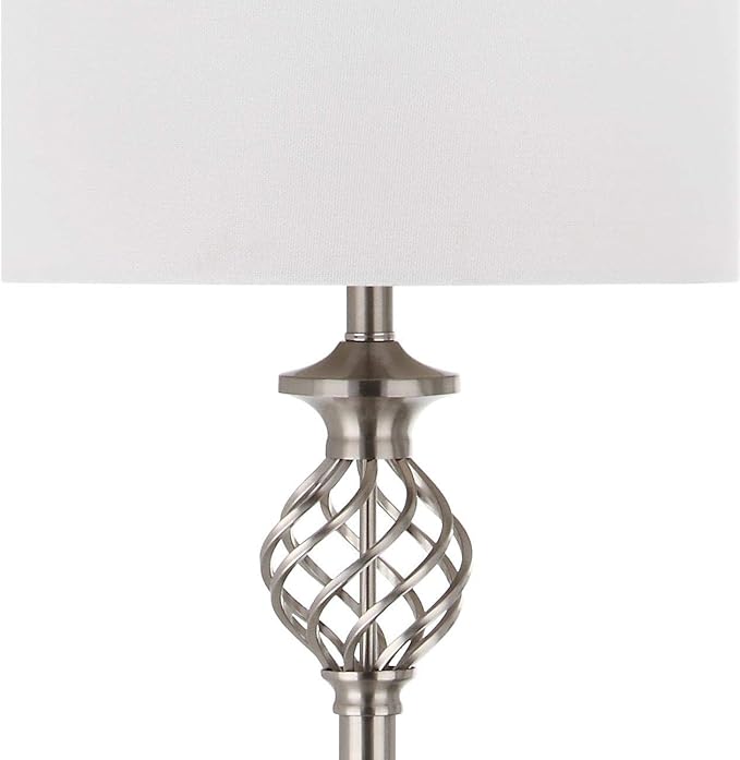 SAFAVIEH Lighting Collection Sophia Farmhouse Nickel 60-inch Living Room Bedroom Home Office Standing Floor Lamp (LED Bulb Included) - LeafyLoom