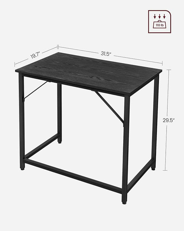 VASAGLE Computer Desk, Gaming Desk, Home Office Desk, for Small Spaces, 19.7 x 31.5 x 29.5 Inches, Industrial Style, Metal Frame, Black with Wood Grain ULWD038B56 - LeafyLoom
