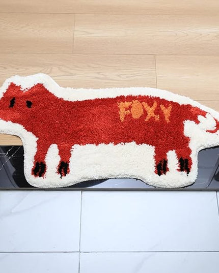 Fox Shaped Bath Rug Microfiber and Non Slip Backing Bath Mat Bathroom Bedroom Cartoon Bathtub Rug Bathroom Tub Decor Water Absorption Machine Washable (42x84cm/16.5x33.1in) - LeafyLoom