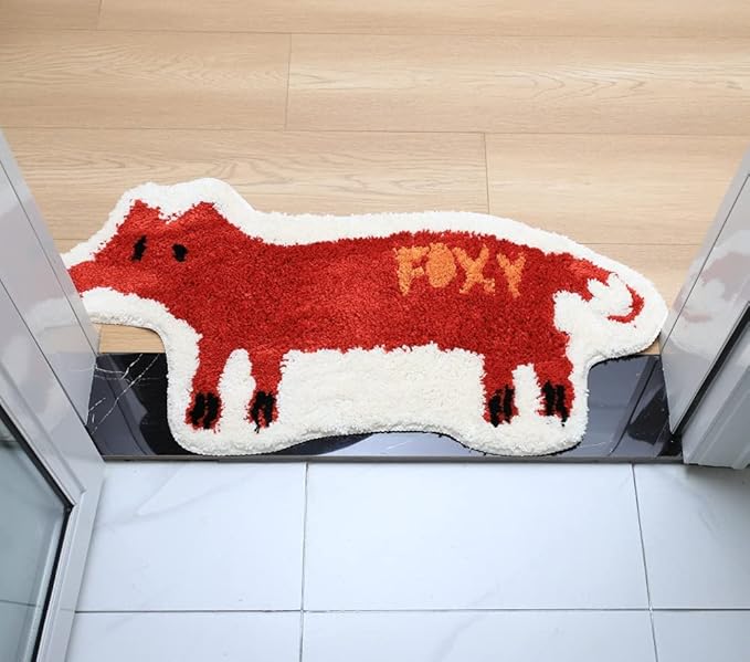 Fox Shaped Bath Rug Microfiber and Non Slip Backing Bath Mat Bathroom Bedroom Cartoon Bathtub Rug Bathroom Tub Decor Water Absorption Machine Washable (42x84cm/16.5x33.1in) - LeafyLoom