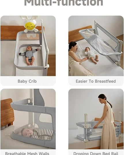 SISTINE Baby Bedside Crib, 3 in 1 Baby Bassinet, Baby bedside bassinet, Safe bedside bassinet,Crib Safe Sleeping Together，Infant/Baby Boy/Baby Girl/Crib Side Bassinet (Gray) - LeafyLoom