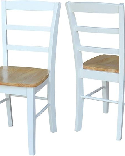 International Concepts Madrid Ladderback Chair, Wood, White/Natural/Set of 2 - LeafyLoom