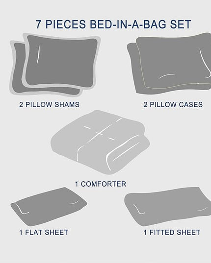 Anluoer Queen Comforter Set 7 Piece, Sage Green Bed in a Bag with Sheets, All Season Ruffle Shabby Chic Bedding Sets with 1 Comforter, 2 Pillow Shams, 2 Pillowcases, 1 Flat Sheet, 1 Fitted Sheet - LeafyLoom