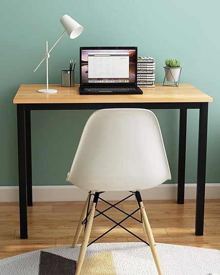 SogesGame Small Computer Desk, 39.4 inches Small Office Desk Computer Table Study Writing Desk Workstation for Home Office,Teak Black - LeafyLoom