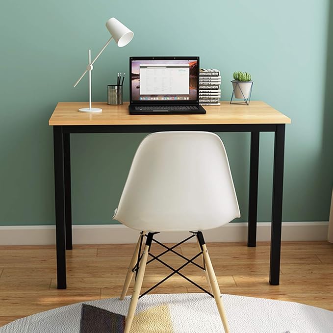 SogesGame Small Computer Desk, 39.4 inches Small Office Desk Computer Table Study Writing Desk Workstation for Home Office,Teak Black - LeafyLoom