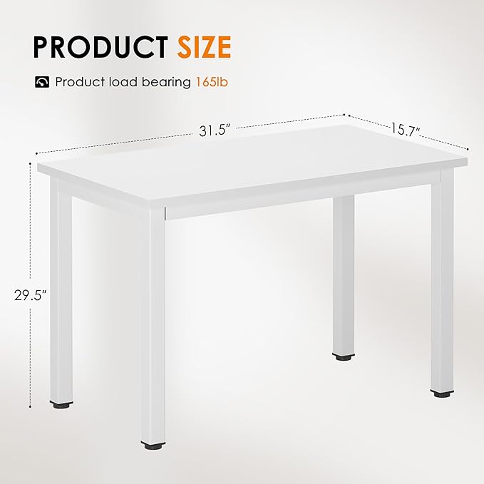 DlandHome Computer Desk, 31.5 inch Modern Simple Desk Computer Table Study Writing Desk for Home Office, White - LeafyLoom