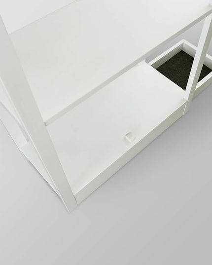 Casual Home Adams Bookcase Sliding Track, Concealment Furniture, White - LeafyLoom