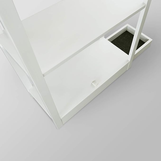 Casual Home Adams Bookcase Sliding Track, Concealment Furniture, White - LeafyLoom