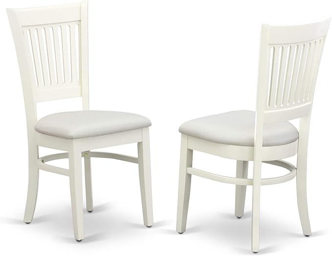 East West Furniture ANVA5-LWH-C 5 Piece Dining Room Table Set Includes a Round Kitchen Table with Pedestal and 4 Linen Fabric Upholstered Dining Chairs, 36x36 Inch, Linen White - LeafyLoom