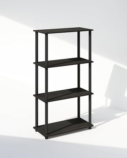 Furinno Turn-N-Tube 4-Tier Multipurpose Shelf Display Rack, Shelving Unit, Bookcase, Espresso/Black - LeafyLoom