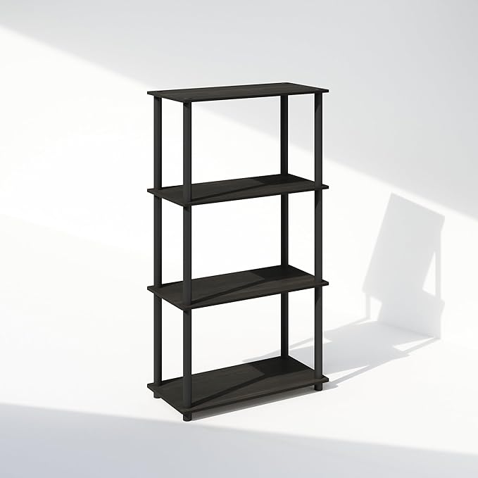 Furinno Turn-N-Tube 4-Tier Multipurpose Shelf Display Rack, Shelving Unit, Bookcase, Espresso/Black - LeafyLoom