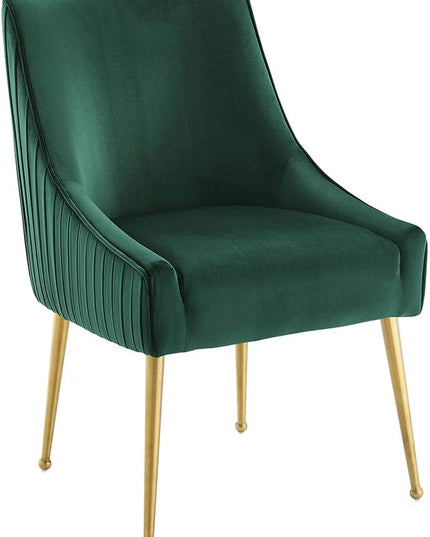 Modway Discern Pleated Back Upholstered Performance Velvet Dining Chair Set of 2, Green - LeafyLoom