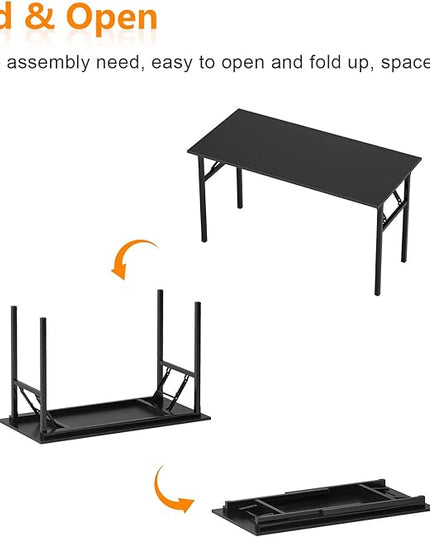 Need 39.4 inches Computer Desk for Small Space Small Folding Table Small Writing Desk Compact Desk Foldable Desk with BIFMA Certification, No Install Needed, Black - LeafyLoom