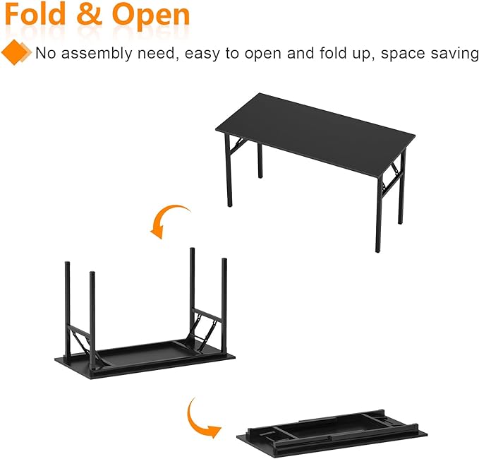 Need 39.4 inches Computer Desk for Small Space Small Folding Table Small Writing Desk Compact Desk Foldable Desk with BIFMA Certification, No Install Needed, Black - LeafyLoom