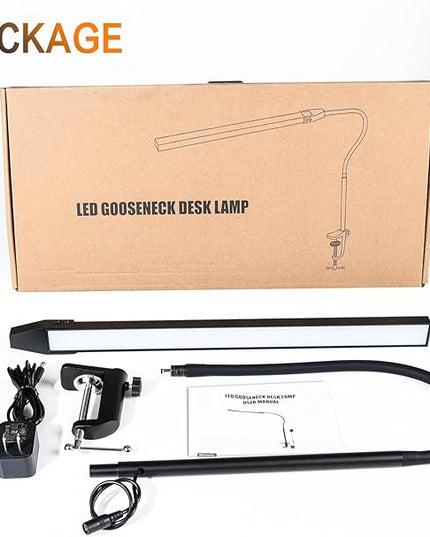 Clamp on Lamp, CeSunligt LED Desk Lamp, 12W, 800 LMS, 3 Color Modes, Multi Brightness Adjustable, Eye-Caring Touch Task Lamp for Reading, Home, Office (Adapter Included) - LeafyLoom