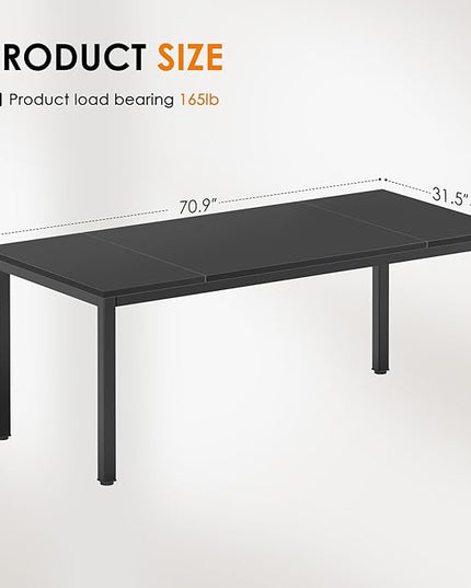 DlandHome Computer Desk, Large Executive Office Desk Computer Table Study Writing Desk Workstation for Home Office,70.8 x 31.5 inch,Black - LeafyLoom