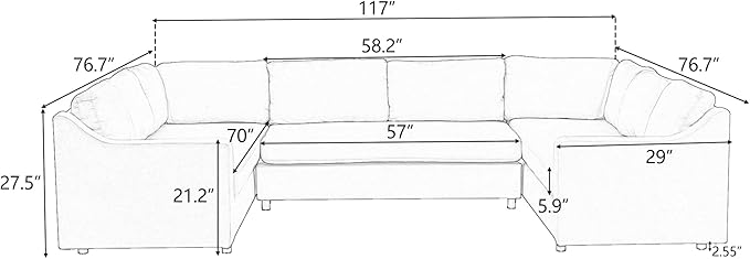 Modern U Shaped, Oversized 3 Piece Modular Sectional 6-8 Persons,Living Room Thick Seat and Back Cushions,Sofas & Couches for Apartment,Office,Gray, Beige-B - LeafyLoom