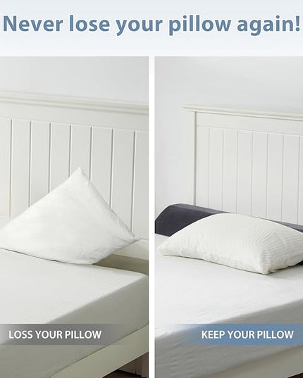Queen Bed Wedge Pillow for Headboard Gap, Mattress Bed Gap Filler(0-8"), Between Headboard and Mattress, Triangle Headboard Pillow(Grey,Queen) - LeafyLoom