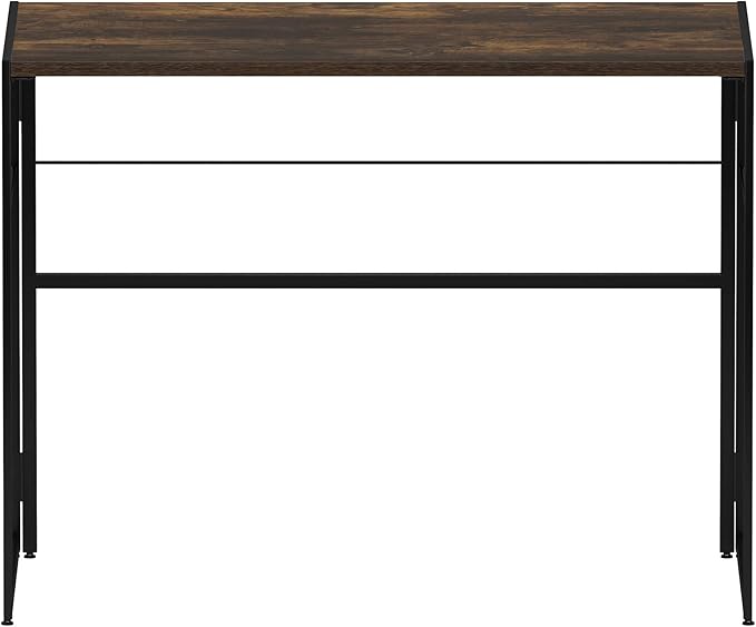 Furinno Riau No Tool/No Assembly/Folding Metal Frame Computer Desk, Rustic Oak/Black, 39 Inch - LeafyLoom